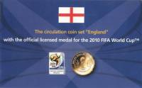 (2008, 7 монет + медаль) Набор монет Великобритания 2008 год "ЧМ по футболу ЮАР 2010"  Буклет